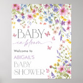 Poster Baby in Bloom Butterfly Baby Shower Welcome (Devant)