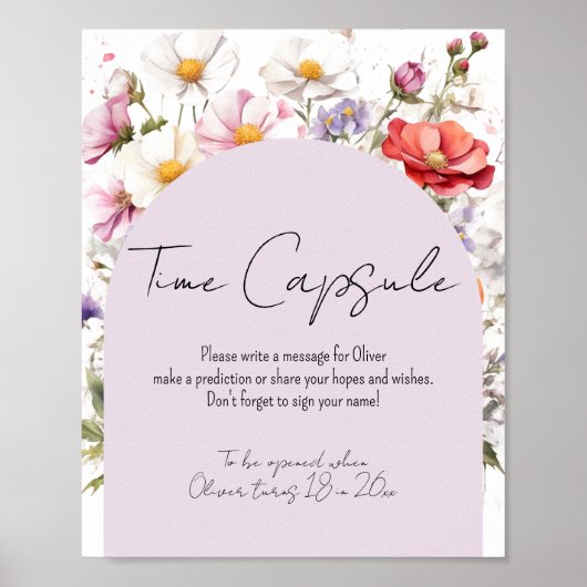 Poster Baby in Bloom Fleur sauvage Baby shower temps Caps (Devant)