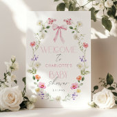 Poster Baby in Bloom Fleur sauvage Bow Baby shower Bienve