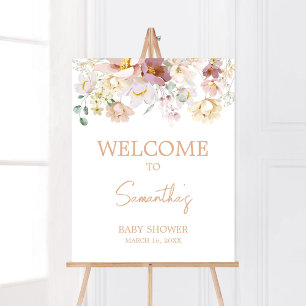 Poster Baby in Bloom Florals Baby shower Bienvenue