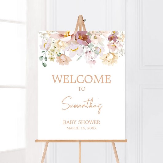 Poster Baby in Bloom Florals Baby shower Bienvenue