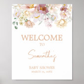 Poster Baby in Bloom Florals Baby shower Bienvenue (Devant)