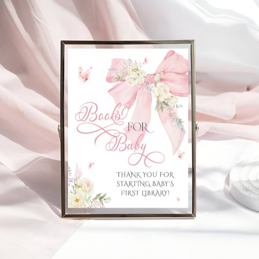 Poster Baby in Bloom Pink Bow Livres floraux pour bébé