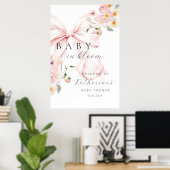 Poster Baby In Bloom Rose Bow Baby shower Bienvenue (Bureau à domicile)