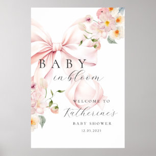 Poster Baby In Bloom Rose Bow Baby shower Bienvenue