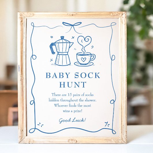 Poster Baby is Brewing Coffee Baby Sock Hunt Sign