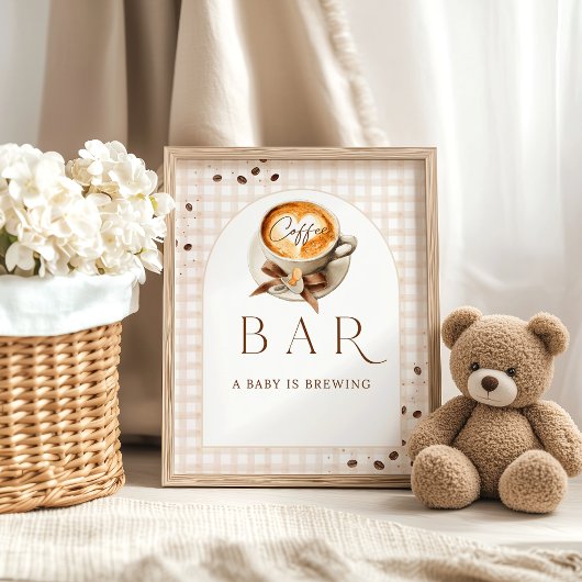 Poster Baby is Brewing Coffee Bean Theme Baby Shower Bar