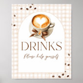 Poster Baby is Brewing Coffee Bean Theme Baby Shower Bar (Devant)