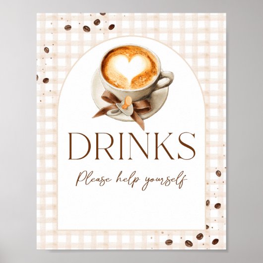 Poster Baby is Brewing Coffee Bean Theme Baby Shower Bar (Devant)
