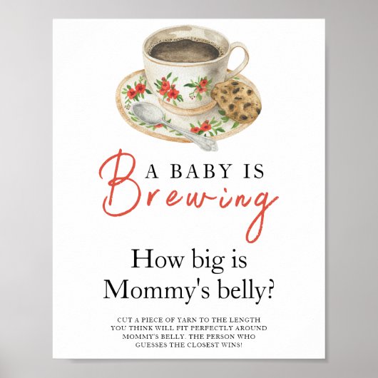 Poster Baby is brewing coffee How big is mommy's belly (Devant)