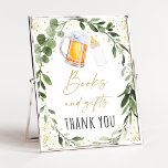Poster Baby Is Brewing Greenery Books & Gifts Sign<br><div class="desc">This design features watercolor greenery with a beer and baby bottle and gold foil accents.</div>