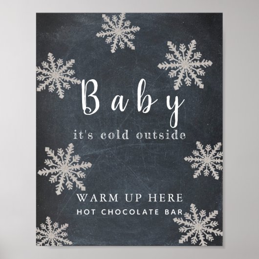 Poster Baby It's Cold Chalkboard Hot Chocolate Bar Sign (Devant)
