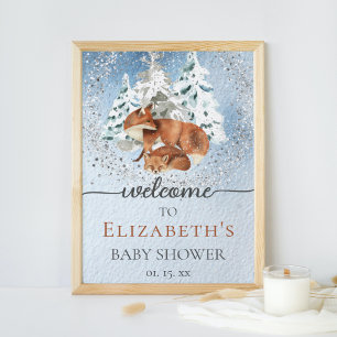 Poster Baby It's Cold Outside Foxes Baby shower Bienvenue
