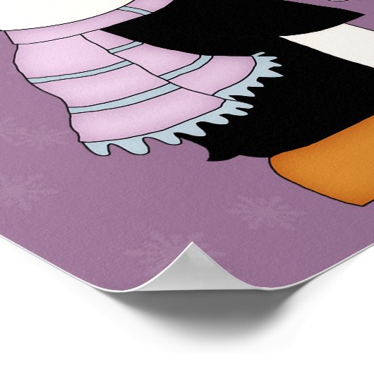 Poster Baby It's Cold Outside Pingouins Violets & Bleus (Coin)