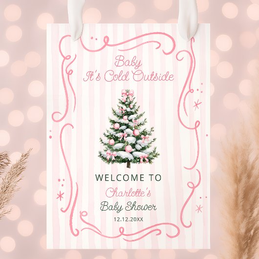 Poster Baby It's Cold Outside Pink Baby Shower Welcome