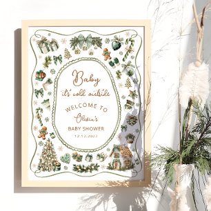 Poster Baby It's Cold Outside Winter Baby shower Bienvenu