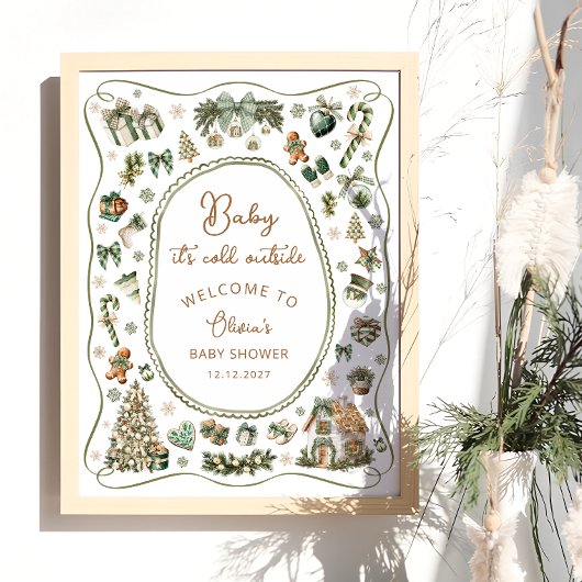 Poster Baby It's Cold Outside Winter Baby shower Bienvenu