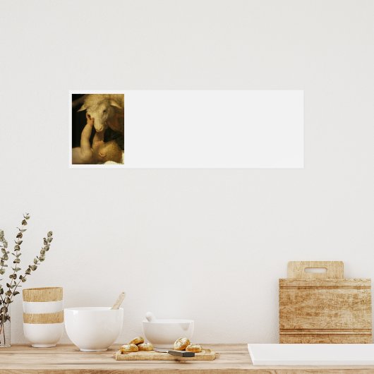 Poster Baby Jesus Touches Lamb (Cuisine)