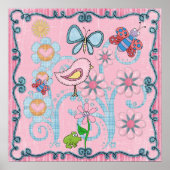 Poster Baby Kinder Roze Blauw (Voorkant)