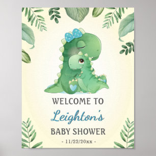 Poster Baby Momma Dinosaures Bleu Baby Boy Douche Bienven