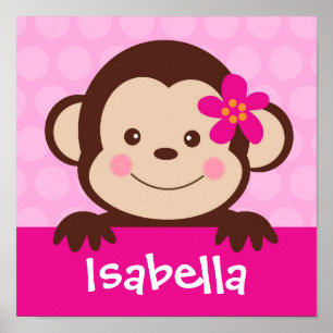 Poster Baby Monkey Nom personnalisé Art Print Girls