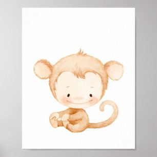 Poster Baby Monkey Nursery Wall Art Print