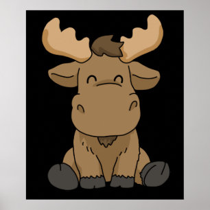 Poster Baby Moose Gift Women Moose Gift Men Moose