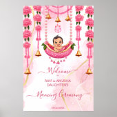 Poster Baby Naming Cradle Indian Cérémonie rose bienvenue (Devant)