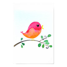 Baby Nursery wallart_ Aquarelle Oiseau rose