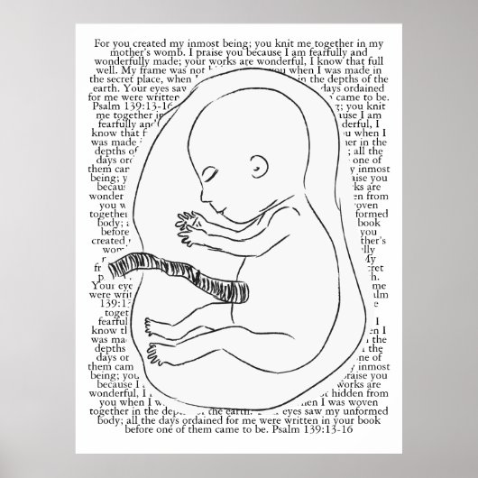 Poster Baby Outline avec Psaume 139:13-16 (Devant)