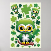 Poster Baby Owl Cute St Patrick Cartoon (Devant)