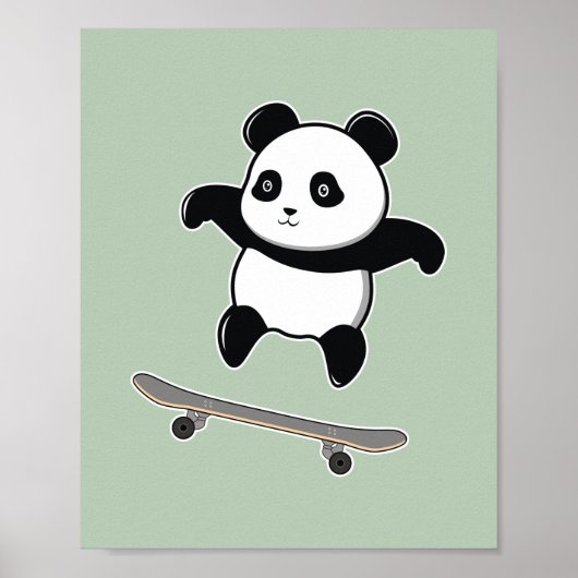 Poster Baby Panda Skateboard (Devant)
