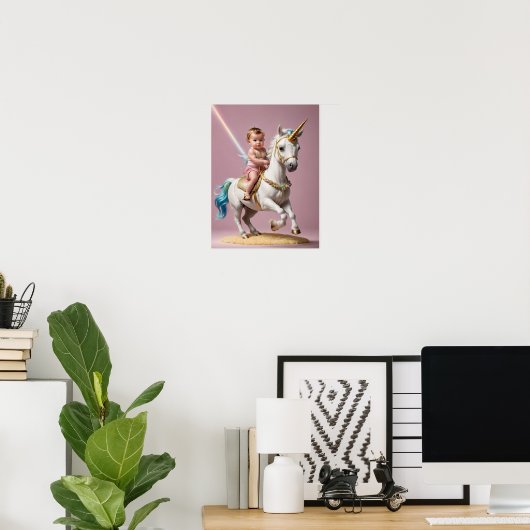 Poster Baby Riding A Unicorn (Bureau à domicile)