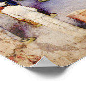 Poster Baby-robot à tête rouge soufflant la corne aux sol (Coin)