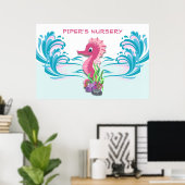 Poster Baby Seahorse | Pink Personalized 36"x24" (Bureau à domicile)