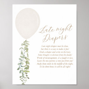 Poster Baby shower à ballon blanc des plongeurs nocturnes