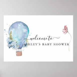 Poster Baby shower à bulle à air chaud à la menthe