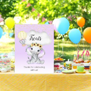 Poster Baby shower à bulle à air chaud Elephant Purple Tr
