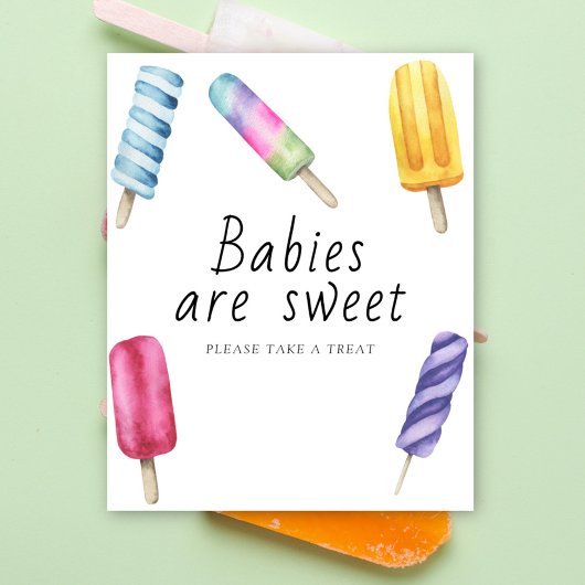 Poster Baby shower à crosicle - les bébés sont doux
