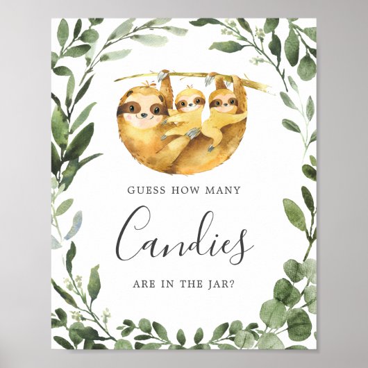 Poster Baby shower À Deux Fentes Devinez Combien De Candi (Devant)