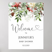 Poster baby shower à feuillage persistant (Devant)