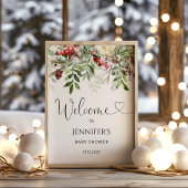 Poster baby shower à feuillage persistant