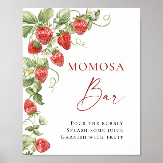 Poster Baby shower à fraises à la mode Meadow MOMOSA Bar (Devant)