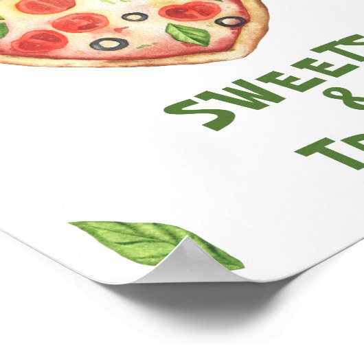 Poster baby shower à pizza - bonbons et friandises (Coin)