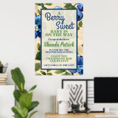 Poster Baby shower à thème Berry Sweet Blueberry (Bureau à domicile)