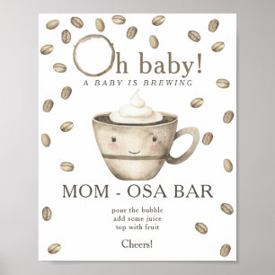 Poster Baby-shower à thème café Mamanosa bar