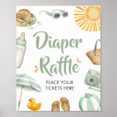 Poster Baby shower à trempette vert (Devant)