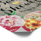 Poster Baby shower Accueil Fleurs Chic Chaîne Bois Clair (Coin)