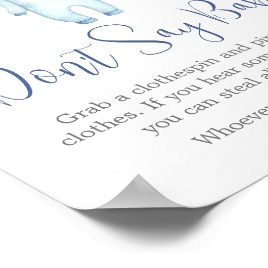 Poster Baby shower Ahoy Nautique Ne pas dire Bébé (Coin)