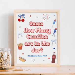Poster Baby Shower American Girl Devinez combien de bonbo